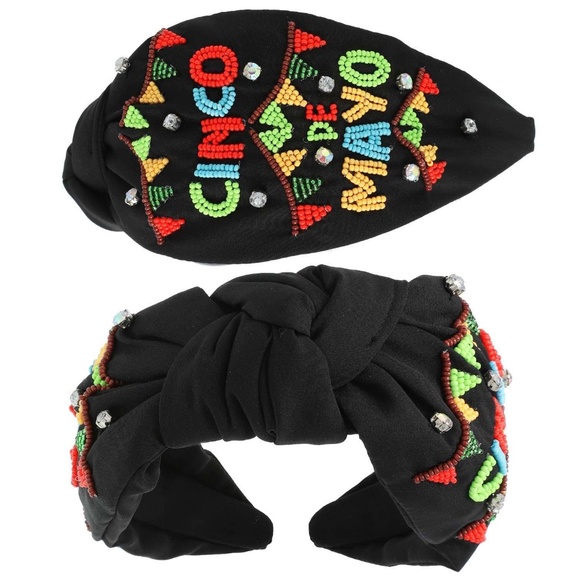 Cinco De Mayo Beaded Top Knotted Headband - Picture 1 of 1